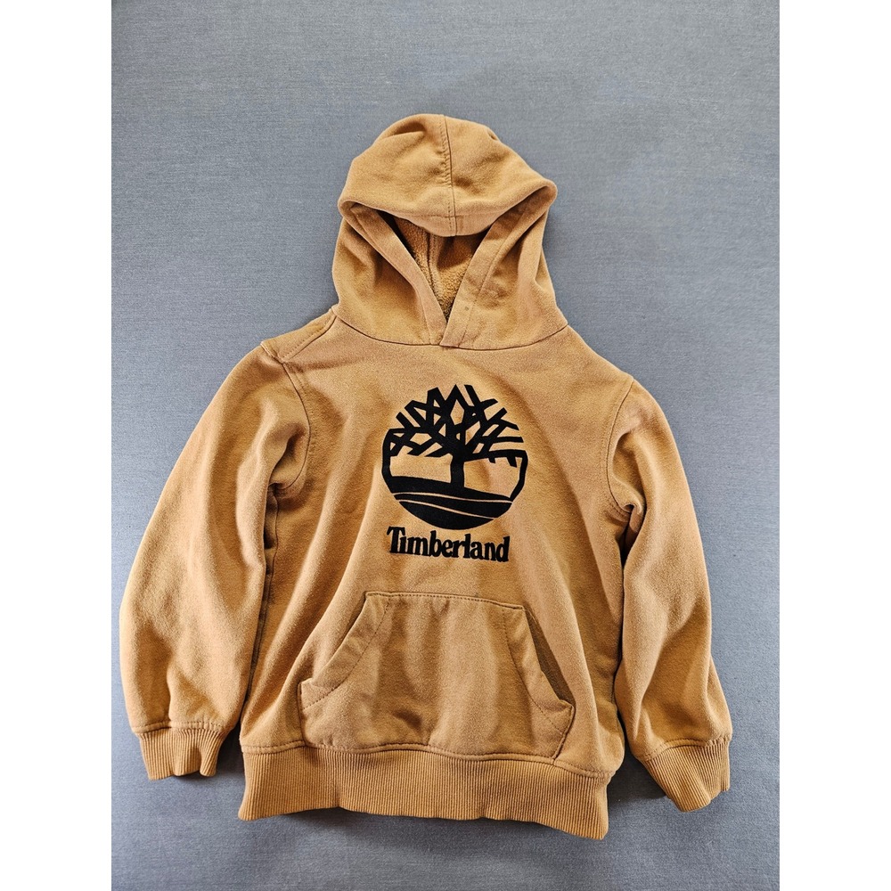 Timberland Boys Wheat Tan Tree Logo Pullover Hoodie Size M 10-12
